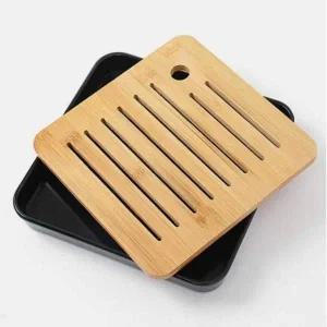 [골드스마일]찻잔 받침대 다기 트레이 다도세트 차 도구 정리판 블랙 다기판