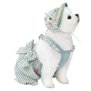 [골드스마일]강아지 드레스세트 블루 강아지치마 강아지모자 애견의류