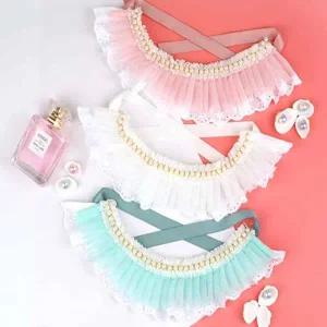 [골드스마일]진주 레이스 스카프 비숑케이프 강아지스카프 반려견케이프