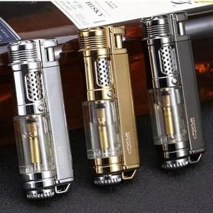 보이는 가스 창 손전등 라이터 제트 부탄 금속 터보 방풍 휴대용 에어 브러시 1300C 남성용