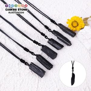 천연 크리스탈 원석 블랙 토르말린 불규칙 모양 펜던트 목걸이  힐링 스톤 액세서리  1PC