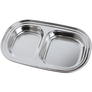 FAM 달콤과일2구 간식접시 (간식식판 스텐접시 스텐식기 유아식기 어린이간식)