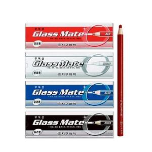 지구화학 유리용색연필 (글라스메이트) 빨강 파랑 검정 흰색 1타(12자루)