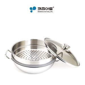 키친아트 일품 통3중 스텐2단찜냄비 28cm/30cm/33cm/36cm/인덕션사용가능/사이즈선택