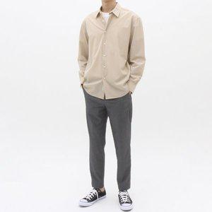 [더셔츠스튜디오] 베이지 루즈핏 나일론 스판 솔리드 셔츠 (TSS316)