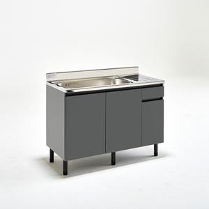 유코스 완제품 주방 사무실 원룸 탕비실 스텐 상판 보급형 싱크대 - 1200 개수대(좌) 그레이