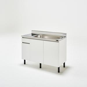 유코스 완제품 주방 사무실 원룸 탕비실 스텐 상판 보급형 싱크대 - 1200 개수대(우) 화이트