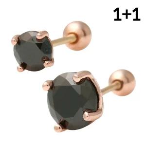 14K 금침 라운드블랙 데일리 피어싱 귀걸이 2종 택1 1+1