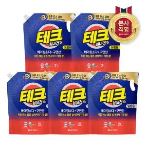 [주연테크]테크 베이킹+구연산 실내건조 액체세제 리필 2L 일반/드럼x5개