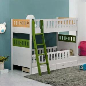 노아  주황) 원목 싱글 이층 어린이 초등 학생 벙커 침대  매트포함)