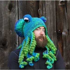 웃긴 모자 1 문어 촉수 손 직조 니트 양모 남자 할로윈 코스프레 파티 재미