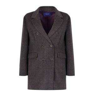 직영_멜란지 체크 핸드메이드 하프 코트_OHBWCT101