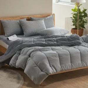 [조은슬립]다올리얼체크 밍크극세사 차렵이불 이불베개세트 SS