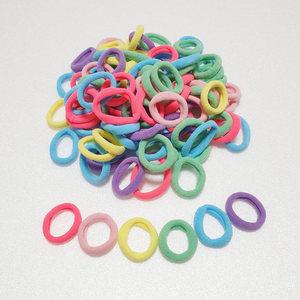 얌뚱이 미니면링 100개+100개 머리끈 세트 미니 무매듭 선물 파우치 강아지  여아 대용량 도넛링 마카롱 고무줄 검정 파스텔 형광 