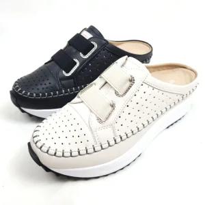 순이의신발장 소가죽 키높이 펀칭 발편한 통굽 푹신한 쿠션 여성 여름 슬리퍼 5cm