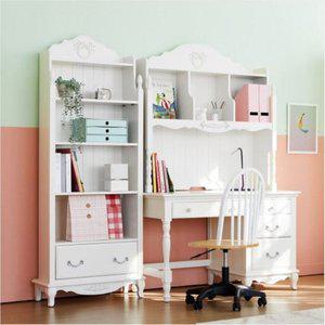 [무료배송]퀸스 앤 로코코 화이트 원목 도장 책상 편수 전면 책상책장