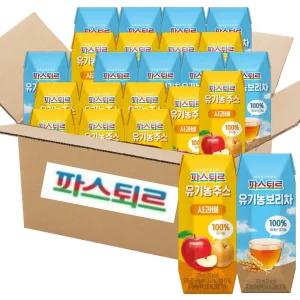 파스퇴르 유기농주스 2종혼합 125ml 총24팩(사과배 12입 + 보리차 12입)