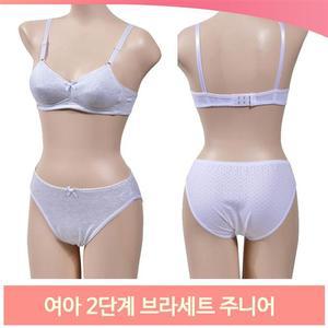 여아 2단계 브라세트 심플 화이트 그레이 주니어 속옷