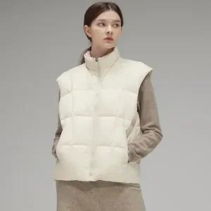 스케쳐스 여성 아이코닉 튜브 패딩 베스트(베이지)