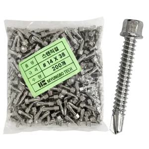 스텐 육각 양날 스크류 피스 14x38 1봉지 직결피스 볼트 나사못 강판 판넬 철판 지붕캡