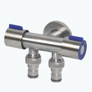 스텐레스 슬림수전 냉수용 두갈래 커플링 세탁기 수도꼭지 양갈래 2구 베란다