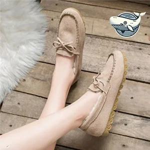 겨울 여성 발편한 모카신 베이지 털단화 데일리-WFHIUS6