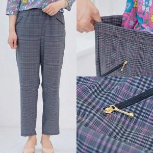 마미소 썸머 체크 바지 국내생산 지퍼 회색 100까지 정장 엄마 할머니 빅사이즈 40 60 마담 중년 여성 옷