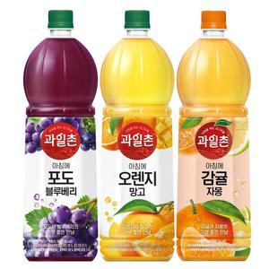 [해태음료] 과일촌 1.5L 주스 12개 (포도블루베리 4,오렌지망고 4, 감귤자몽 4)