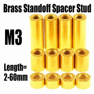 볼트 너트 와셔 원형 황동 스탠드오프 스페이서 스터드 연장 긴 간격 나사 엄지 암나사 중공 기둥 M3 L = 2