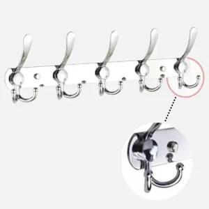 실버 스텐레스 다용도 벽걸이 더블후크 디자인후크 옷걸이후크.수건걸이 벽후크 벽면행거