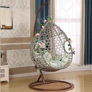 라탄 그네 의자 휴식 주택 흔들 실내 핑크 행잉 쿠션