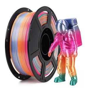 플래시포지 실크 PLA 그라디언트 레인보우 캔디, 다양한 색상 변화 3D 프린팅 필라멘트, 연보라색 그린 옐로우 핑크 반짝이는 빠른 각각 8M씩 점진적으로, 초고광택성
