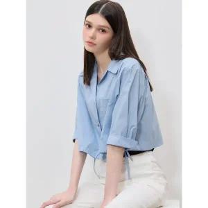 [리스트]코튼 스트링 크롭 셔츠 택가격 198000원 _P403866559