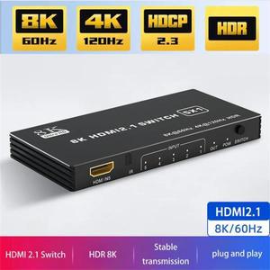 120Hz 5포트 HDMI 4K 분배기 스위처 8K 2.1 5입력 1출력 스위치 CEC 48gbps 리모컨 포함 HDR 지원