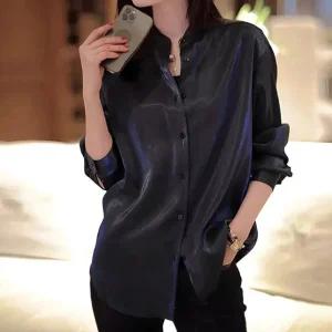 [블랙퀸][블랙퀸] 글로시 고퀄 실키 셔츠 blk003886