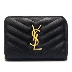 쉐브론 퀼팅 YSL 로고 집어라운드 지갑 668288 BOW01 1000