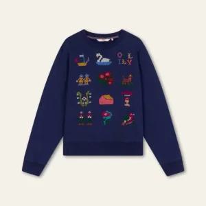 [갤러리아] (25F/W)오일릴리 힐더스?  자수 기모 맨투맨 티셔츠(OWHFATS003)