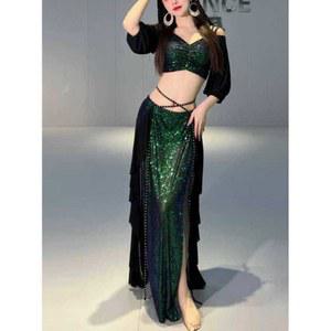 벨리스타일 벨리 댄스 드레스 의상 그린 댄스복 벨리댄스복 무용복 강사복 먹색 공연복 블랙