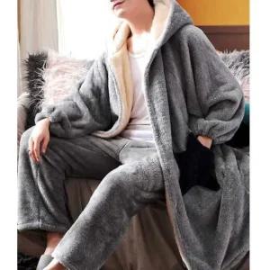 남자 수면잠옷 겨울 극세사 모자후드 양털 밍크 파자마 가운