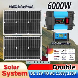 6000W 인터버터 야외용 12V 태양광 발전기 패널, 30A 태양광 키트 충전 컨트롤러 포함, 캠핑카용 태양광 시
