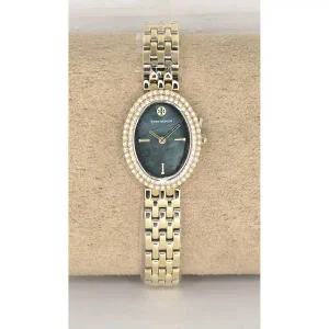 토리버치 Tory Burch [세금포함] [정품] TBW6036 Oval 도금 그린 다이얼 크리스탈 Bezel 여성용 시계 명품