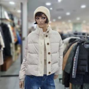 베네통/애플아울렛/백 니트 부클 배색 경량 구스 패딩/BAPD65461