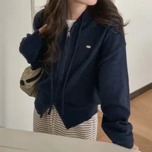 [코코블랑] 팬던트 후드 니트 투웨이 집업