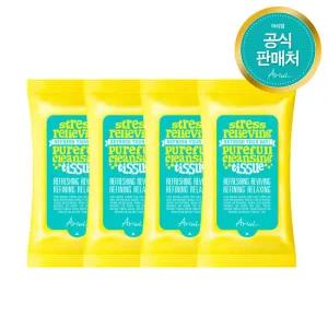 아리얼 스트레스 릴리빙 퓨어풀 클렌징 티슈 15매x4개