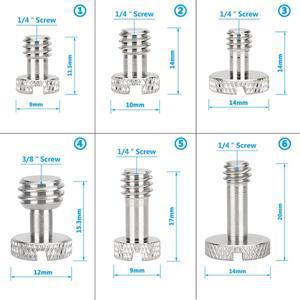 HDRIG 카메라 퀵릴리즈 플레이트용 플라스틱 보관 케이스 포함 나사 볼트 모음, 1/4 인치-20 인치, 3/8 인