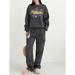 [하프클럽/시크루즈]쿨라 기모 맨투맨 + 카고 밴딩 팬츠 세트_BDOP162