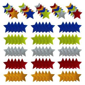 100개 경고 반사 스티커, 데칼 방수 테이프 안전 스티커 오토바이 자전거용 가시성 접착 (별 모양)