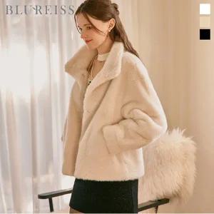 [블루레이스] 하이넥 아방소매 인조퍼 자켓_B5W1JK1071