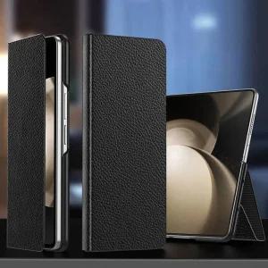 삼성 갤럭시 Z 폴드 3 4 5 6 7용 가죽 케이스 마그네틱 커버 폴드3 폴드4 폴드5 폴드6 폴드7