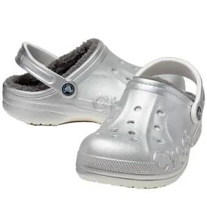 남여공용 바야 라인드 프린트 클로그 205975-0P1 실버 / 겨울용 겨울슬리퍼 털